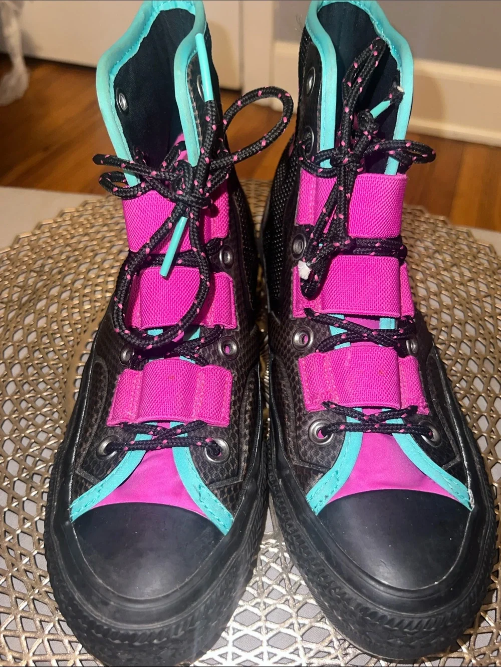 Converse Women's High-Top Athletic Sneakers in Pink and Teal